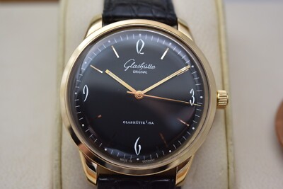 Glashutte Original Senator Sixties 18K Rose Gold, Black Dial, mint