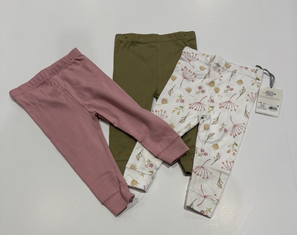 Baby Girls 3-Pack Floral Pull-On Pants Cloud Island Pink Size 6-9 Months