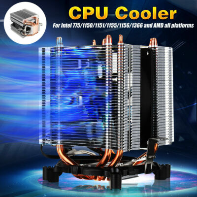 4 Pipes LED CPU Cooler Fan Heat Sink for Intel 775/1150/1151/1155/1156/1366 AMD