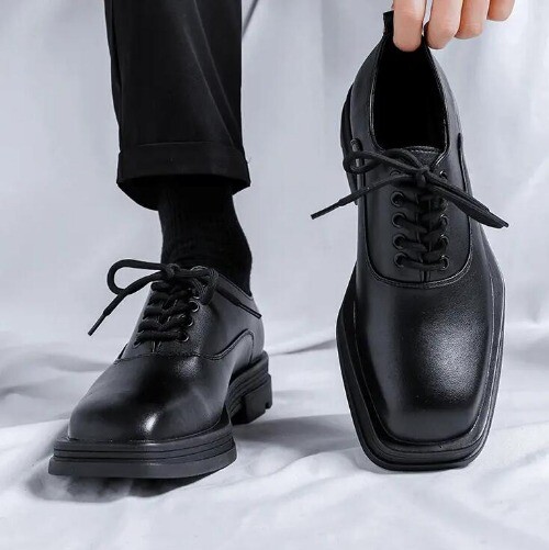 SAOLA Scarpe eleganti uomo ecopelle punta quadrata Oxford stringate inglesi formali retrò