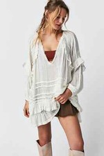 Free People FP One Tamasi Tunic Convertible V Neck Oversized Ruffle Dress New XS