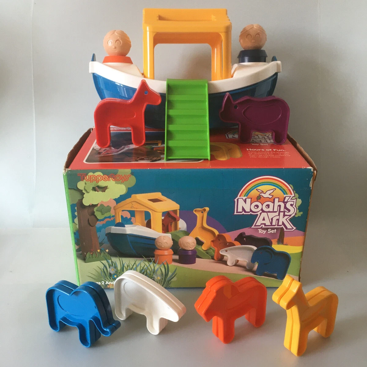 Vintage 1986 Tuppertoys by Tupperware Noah s Ark Complete Toy Set Boxed Made USA