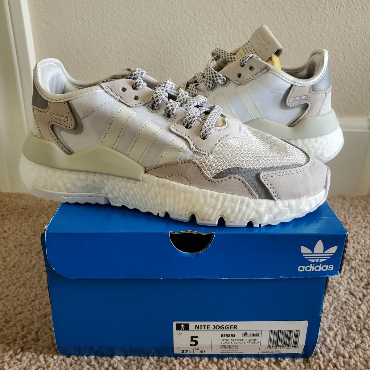 DS Adidas x 3M Reflective Nite Jogger EE5855 Crystal White sz 5Y
