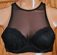 Frederick's of Hollywood Push-Up Underwire Molded Lace Covered Cup Black Bra S