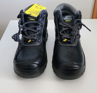 SAFETY JOGGER INDUSTRIAL Black Leather Work Boots Steel Toe Cap (new in box)