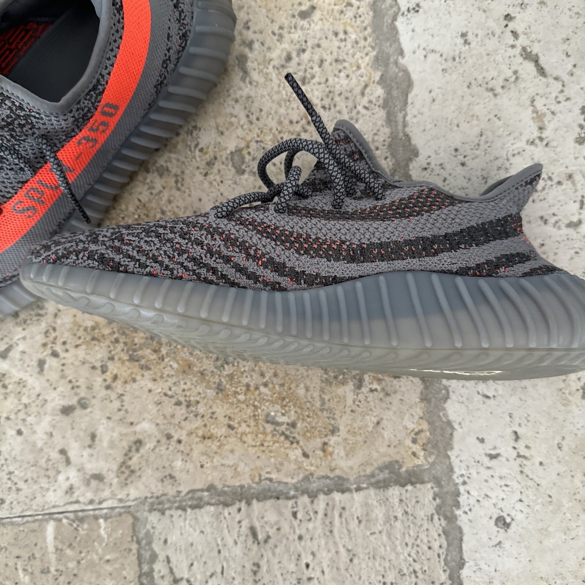 Adidas Yeezy Boost 350 V2 Beluga Grey Orange Stripe Size 11.5 Authentic |  eBay