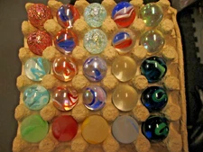 Bulk Lot 25 - 7/8 Inch MEGA Shooter Transparent Glass MARBLES