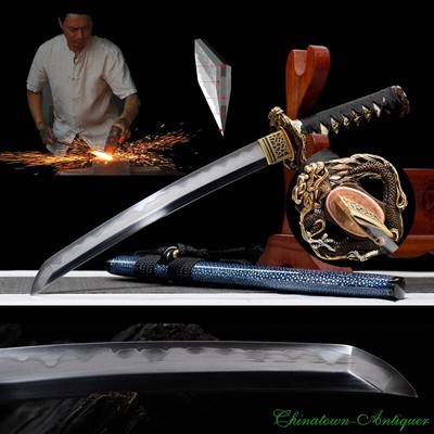 Sharp Shihozume Clay Tempered Japanese Wakizashi Sword Katana Rayskin Saya #1197