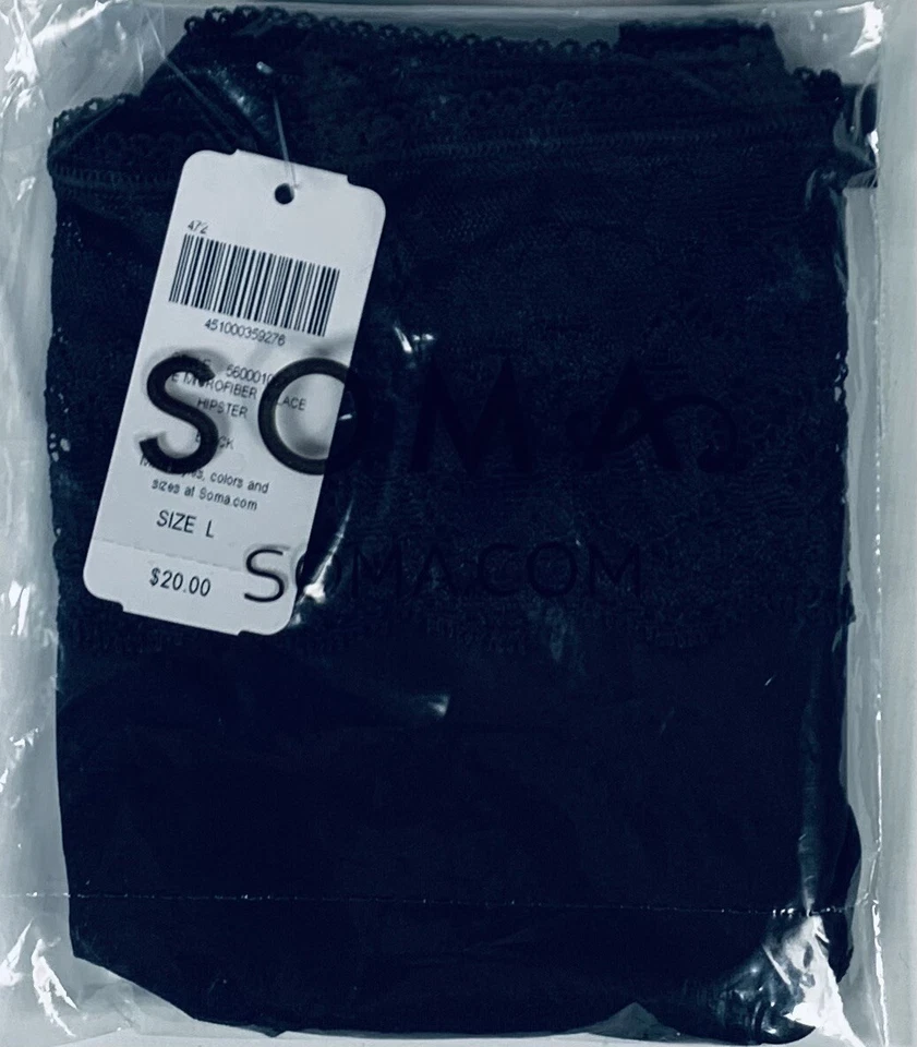 NWT SOMA VANISHING EDGE MICROFIBER W/ LACE HIPSTER PANTIES Large - Image 3 of 4