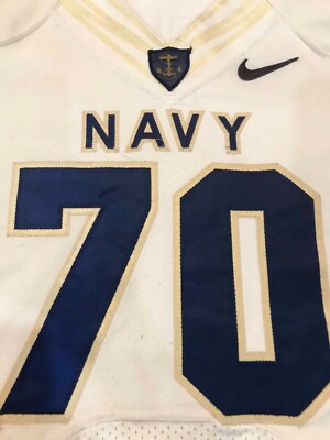 Nike Navy Midshipmen #70 Football Game Worn Jersey Sz 46 White USA