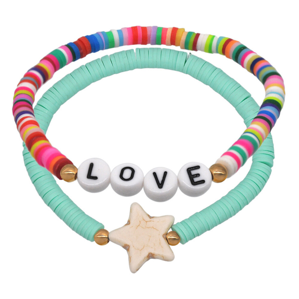 2-Pack Polymer Clay Surfer Bead Bracelets for Women & Lovers  
