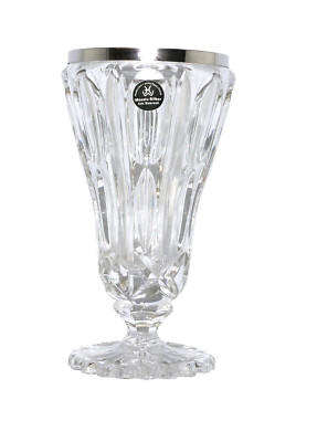 Kristall Vase 800er Silbermontur Emil Hermann  Kerbschliff H. 16,0 cm D. 9,0 cm