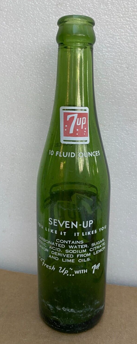 Vintage 7Up 10 Oz Glass Bottle 10 OZ. on Top | eBay