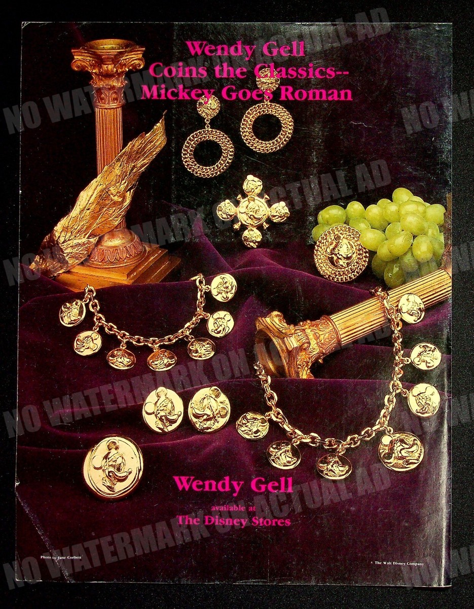 Wendy Gell Disney Gold Jewelry 1989 Trade Print Magazine Ad Poster 