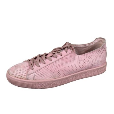 Puma Stampd Clyde Mens Fashion Sneaker Size 8 Lifestyle Pink Perforated Leather