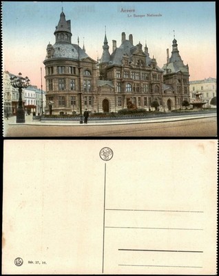 Postkaart Antwerpen Anvers La Banque Nationale 1914