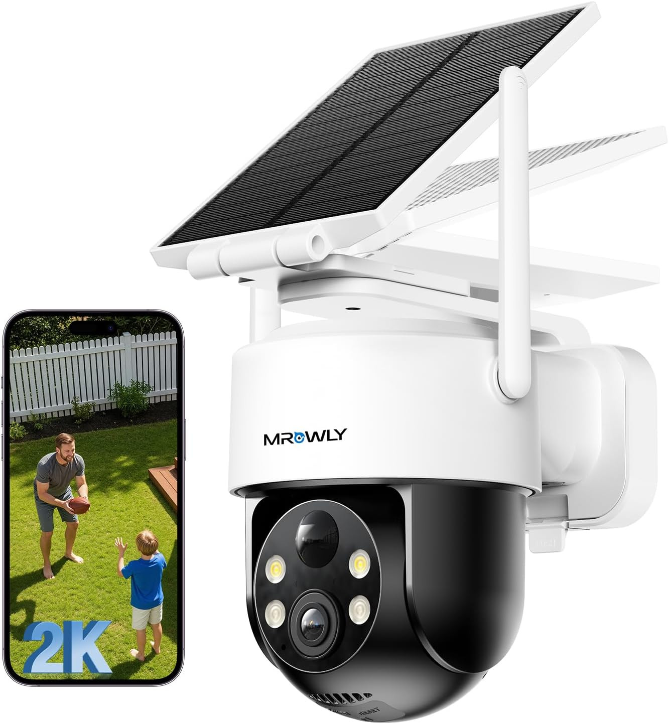 2K Telecamera Wifi Esterno Senza Fili Solare, Installazione Flessibile Videocame