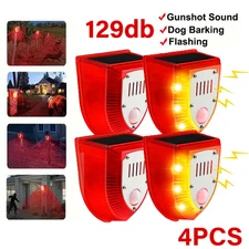 4XSolar Sound & Light Alarm Motion Camp Safe Flash Warning Strobe For Farm Villa