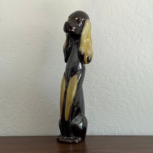 Vintage Mid-Century Dog Figurine Ceramic Brown Spaniel MCM Tall Skinny 12"