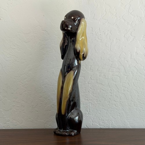 Vintage Mid-Century Dog Figurine Ceramic Brown Spaniel MCM Tall Skinny 12"