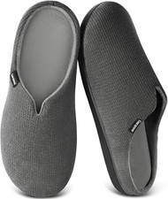 Men'S Wide Width V-Neck Slip-On Slippers with Memory Foam