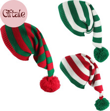 3 Pcs Christmas Knitted Santa Hat Elf Hats Xmas Winter Hats Knit Beanies Soft Ad