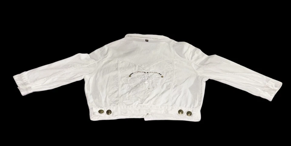 Vintage Y2K Apple Bottoms Jeans White Denim Style Jacket Size L 22x21 - Image 2 of 4