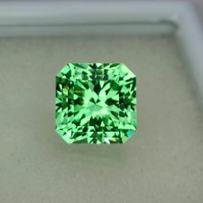 Natural GIE Certified 8.85 Ct Ceylon Green Sapphire Asscher Cut Loose Gemstone