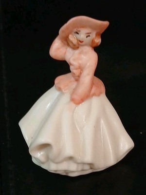 Porcelain Figurine Lady In Lavish Dress Miniature 2''