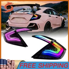 RGB LED Tail Lights For Honda Civic Sedan 2016-2021 Sequential Rear Lamps Pair