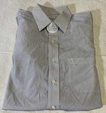 BROOKS BROTHERS Shirt Men 16-32/33 346 Oxford Striped Non Iron Cotton Blue