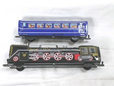 Ichiko Japan Tin Friction Toy Train Locomotive  Tender Connective 1960s Vtg
