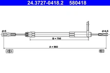 Rear Left ATE 24.3727-0418.2 Cable Pull, Parking Brake for Mercedes-Benz