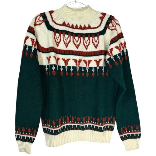 JCPenney, Vintage JC Penney Mockneck Geometric Nordic Print Ski Sweater - Men's Size Large