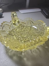 Antique Yellow Heavy Glass (Kemper?) Nappy/Berry Bowl. Beautiful!