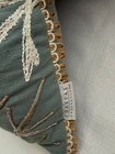 Coastal Seahorse Beaded Throw Pillow Blue Linen Look Nautical Decor — photo 5