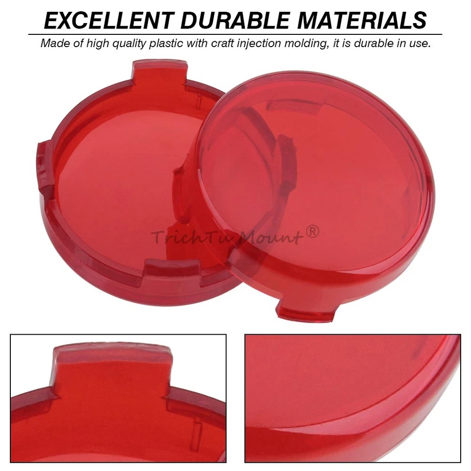Cubierta de lente roja con luz de señal de giro para motocicleta compatible con Harley Sportster Dyna 2 piezas Foto 2 de 4