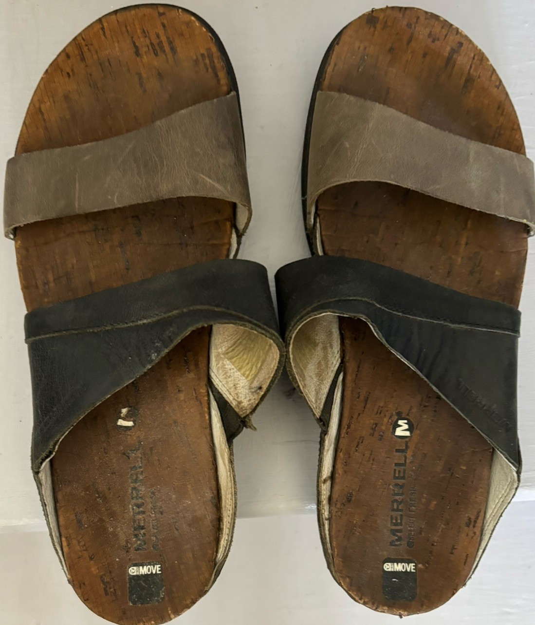 Merrell Sandali Donna Around Town Slide Grip Move Nero Grigio Pelle Taglia 8