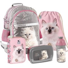 Katze Cat Rucksack Ranzen Schulrucksack Schulranzen Set 5 teilig 1-3 Klasse