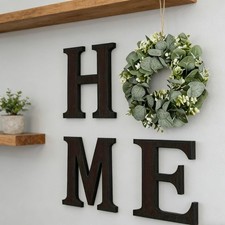 Wooden Home Sign with Artificial Eucalyptus Wreath Farmhouse Wall Decoration for