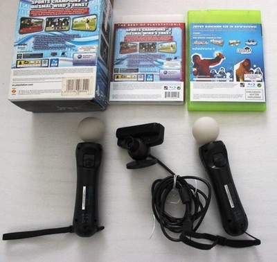 2 x PS3 und PS4 Move Motion Controller + PS3 Kamera + Spiel Set Playstation