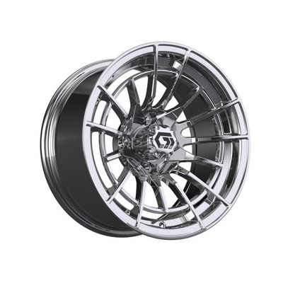 GTW Boost Chrome Aluminum Golf Cart 14x7 Wheel |4x4 Bolt 3:4 offset (ET-25)