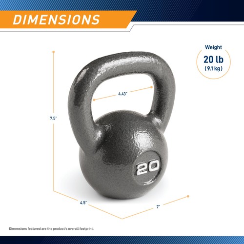 Home Gym Kettlebell Weight - Marcy 20lb Cast Iron Hammertone HKB-020 - Picture 2 of 5