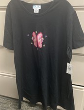 Coral Bay Leisure Womens Dress Cover Up Black Flip FLops New Xl