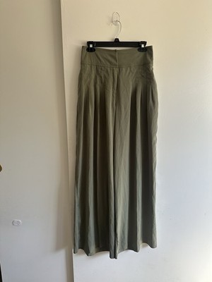 Gabrielle Union Women s Pants Size 4 Olive Green High Waist Trousers Wide Legs