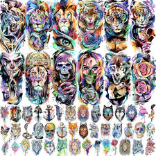 VANTATY 55 Sheets 3D Watercolor Temporary Tattoos for Women Men Adults Kids - Re
