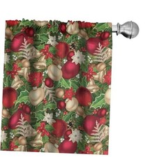 Christmas Curtains, Tree Branches Spruce 28"W x 95"L Pack of 2 Ruby Green