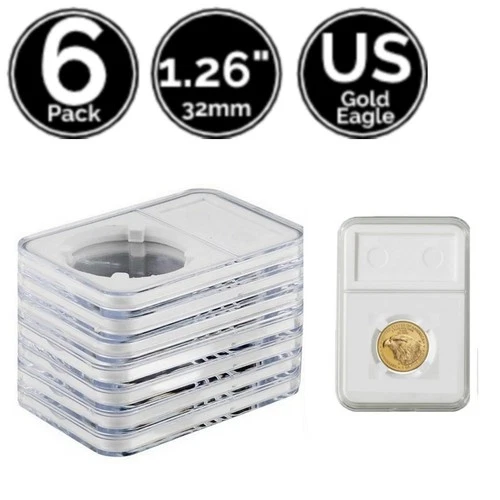 6 Pack 32mm Slab Coin Snap Holder For US 1 Oz Gold Platinum Eagle Buffalo