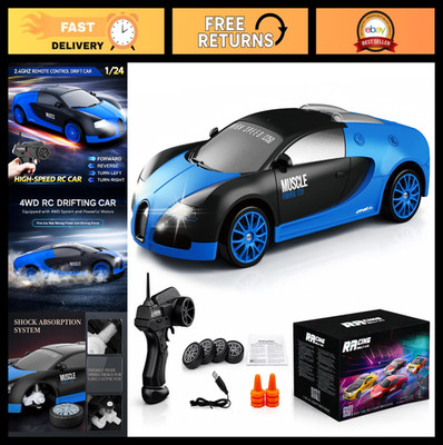 High-Speed 1:24 Scale RC Drift Car 4WD 15KM/H LED Lights Racing Toy for Kids & A