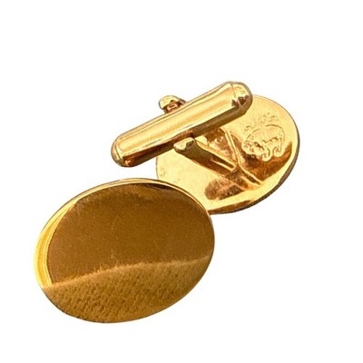 Brooks Brothers Gold Tone Oval Cufflinks with Golden Fleece Logo Toggle Back VTG